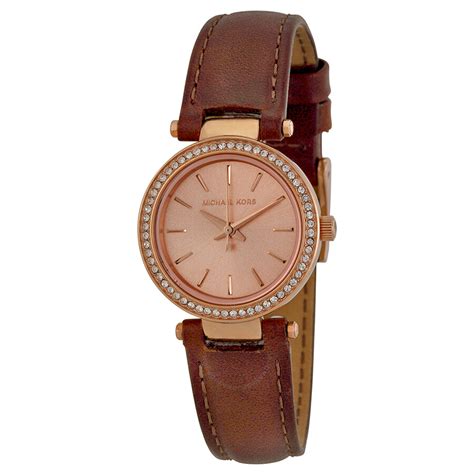 michael kors watches petite darci brown leather watch|michael kors darci.